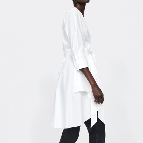 Zara white asymmetric tunic with bow - Picture 2 of 5